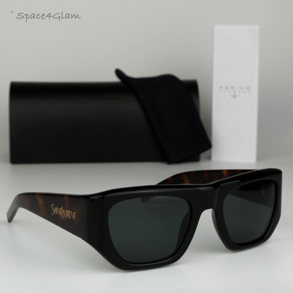 Brand New Saint Laurent Sl740 004 Black Havana Square Unisex Sunglasses